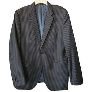 BOSS Navy Blue Pinstripe Blazer Men's 44R Suit Jacket James3/Sharp5 Double Vent